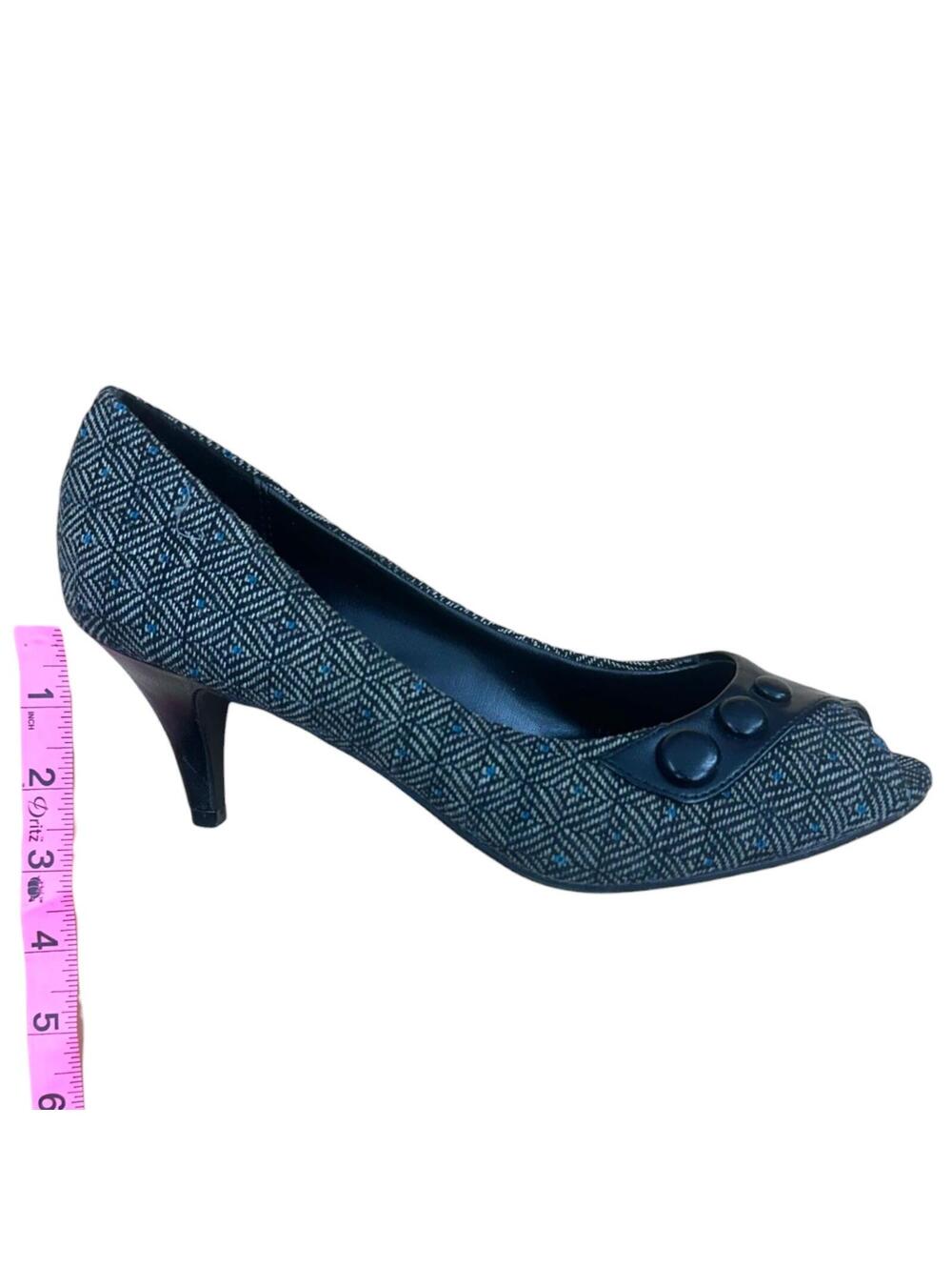 Predictions Tweed & Button Peep Toe Heels - Picture 7 of 7